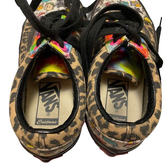 Vans Lace up Custom Leopard Sparkle Kitty Womens sz 5 Sneakers Shoes - Picture 8 of 12